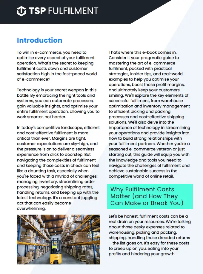 TSP Fulfilment - eCommerce Fulfilment eBook Introduction