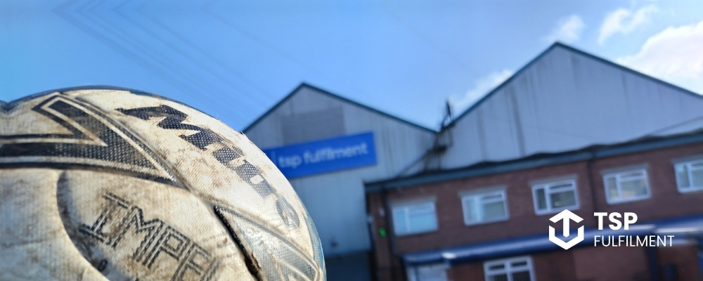 A football outside a TSP fulfilment warehouse.